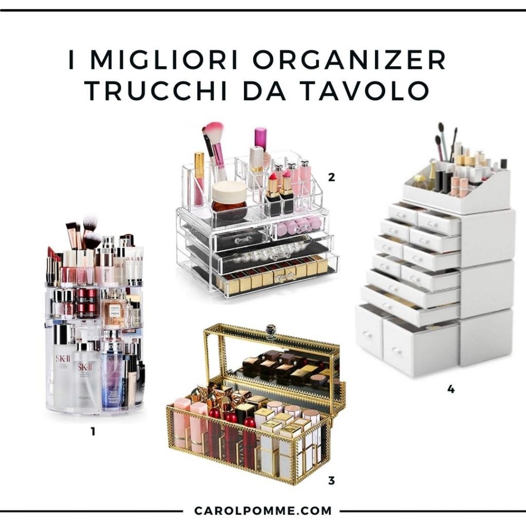 Organizer Trucchi per Bagno, Porta Cosmetici, Portapennelli, Makeup,  Portatrucchi Girevole, Organizzatore di creme e Prodotti SkinCare (Bianco)  : : Bellezza