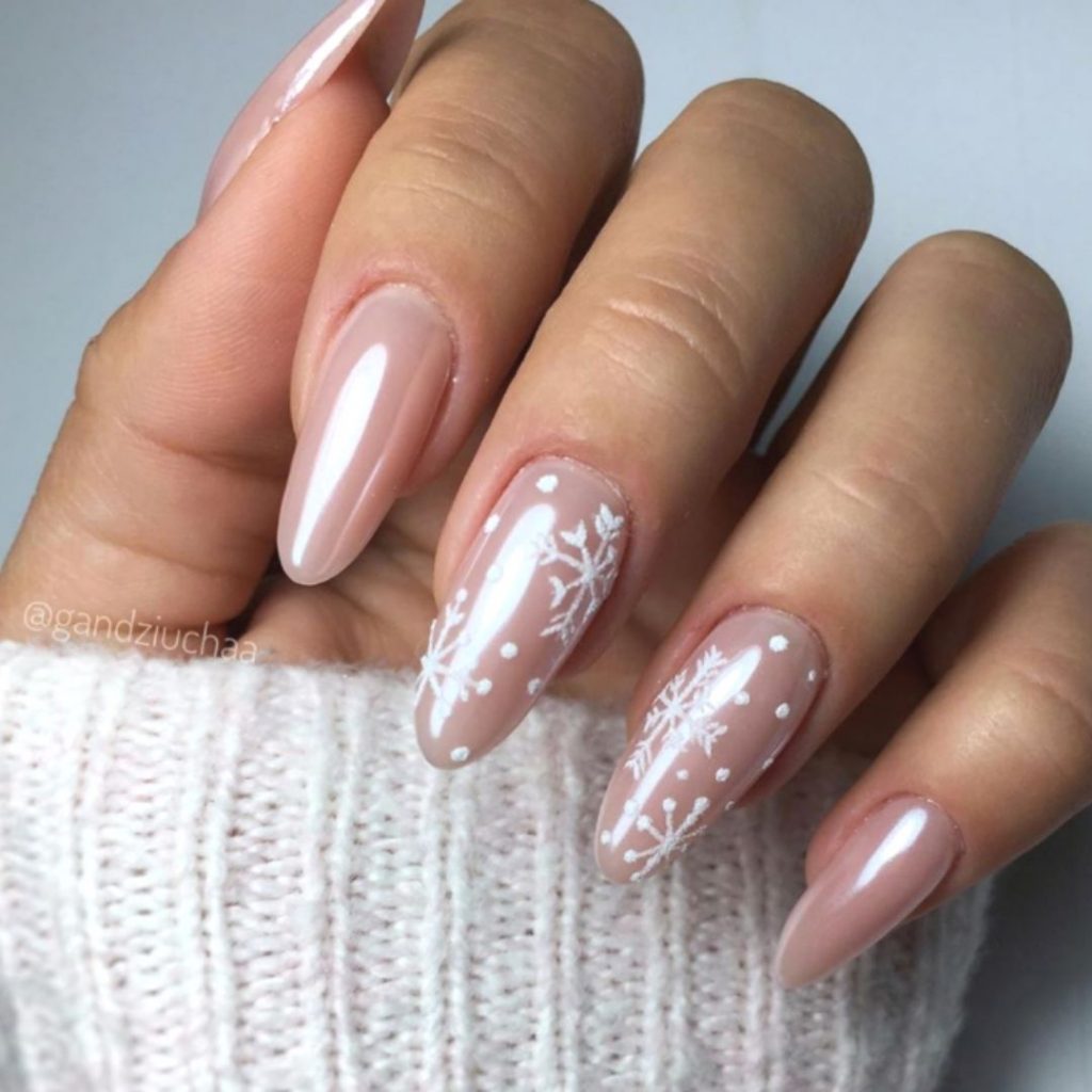 unghie natale rosa bianco