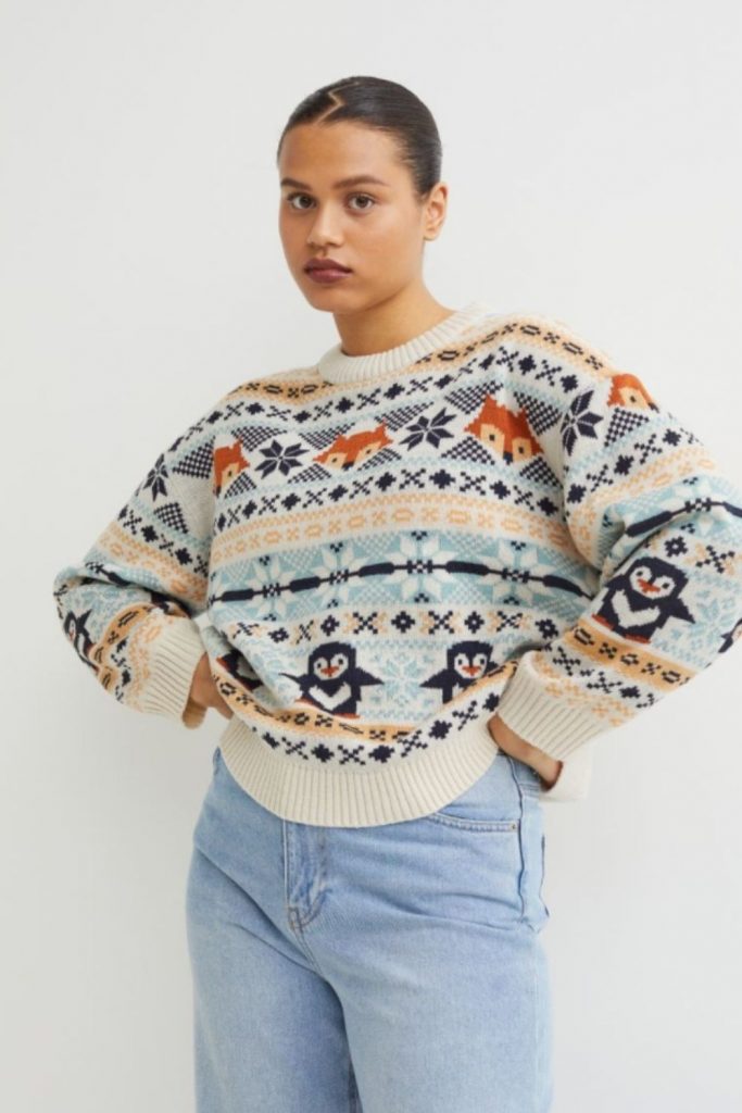 maglione natalizio donna con stampa jaquard hm