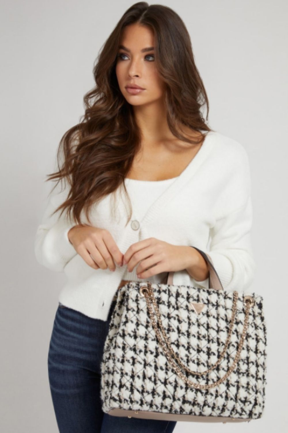 borsa a mano guess in tweed