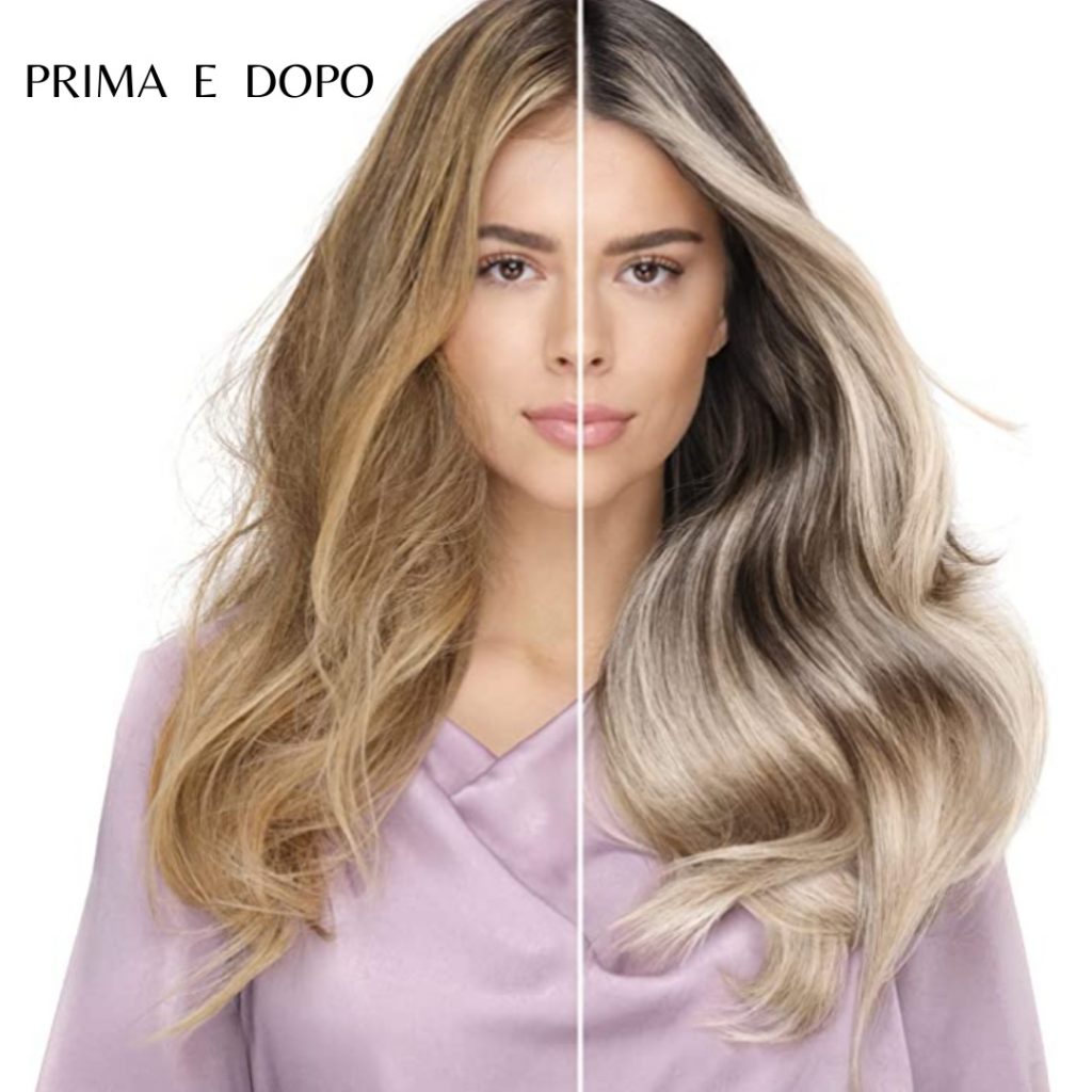 prima e dopo shampoo antigiallo