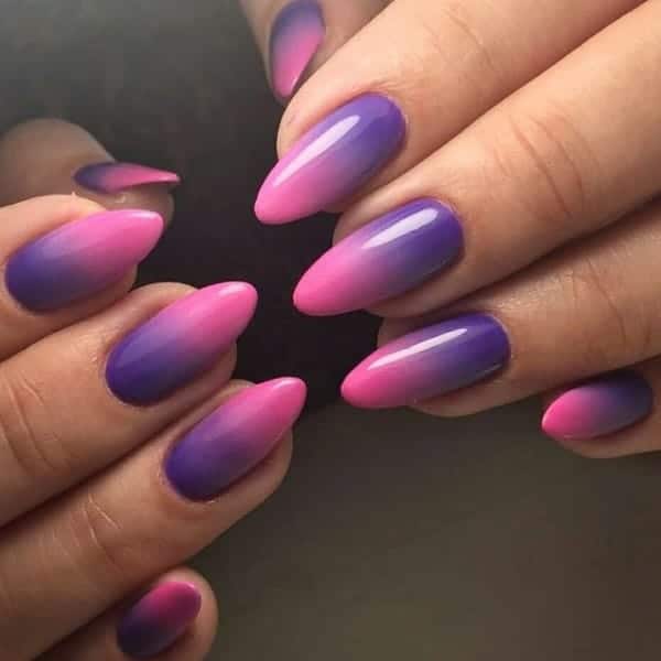 manicure sfumata viola rosa