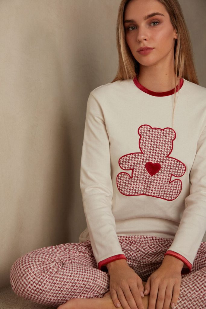 pigiama donna bianco e rosso natale