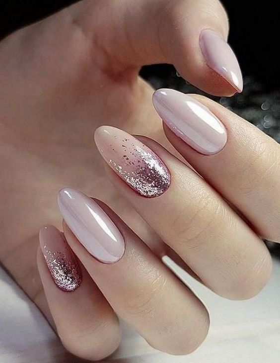 glitter pink nails